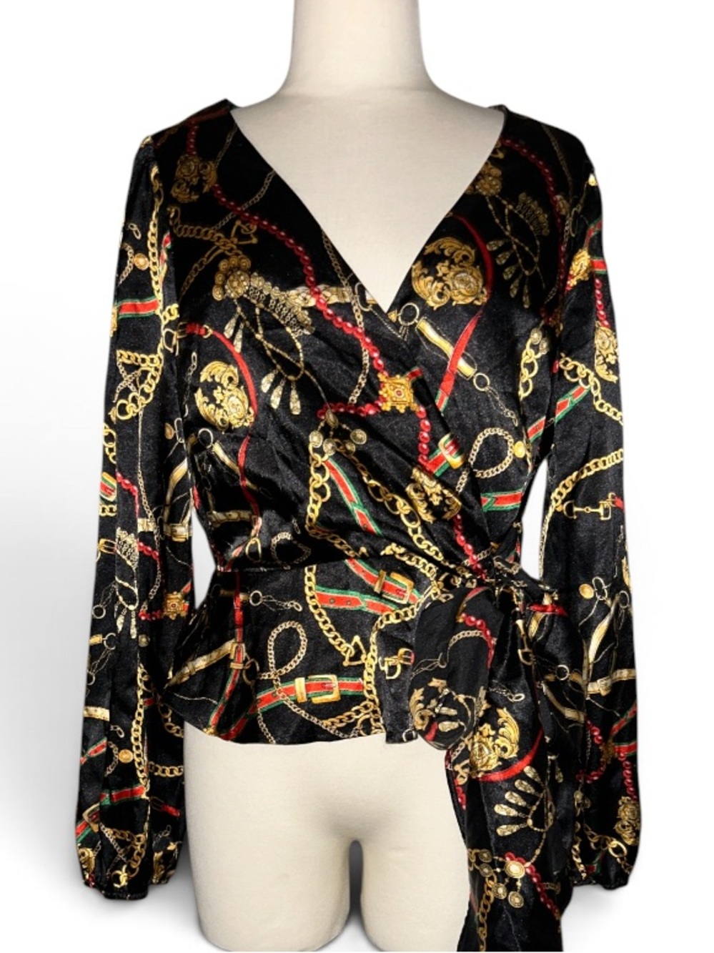 Meraki Satin Wrap Blouse